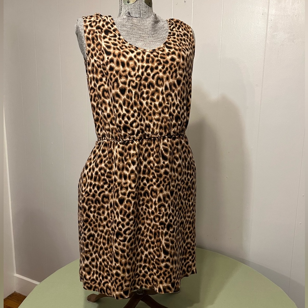 Lucky Brand Cheetah Cougar Print Tank Sleeveless Dress Large